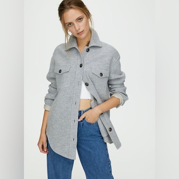 Aritzia Jackets & Blazers - Aritzia Wilfred Ganna Shacket Heather Light Gray